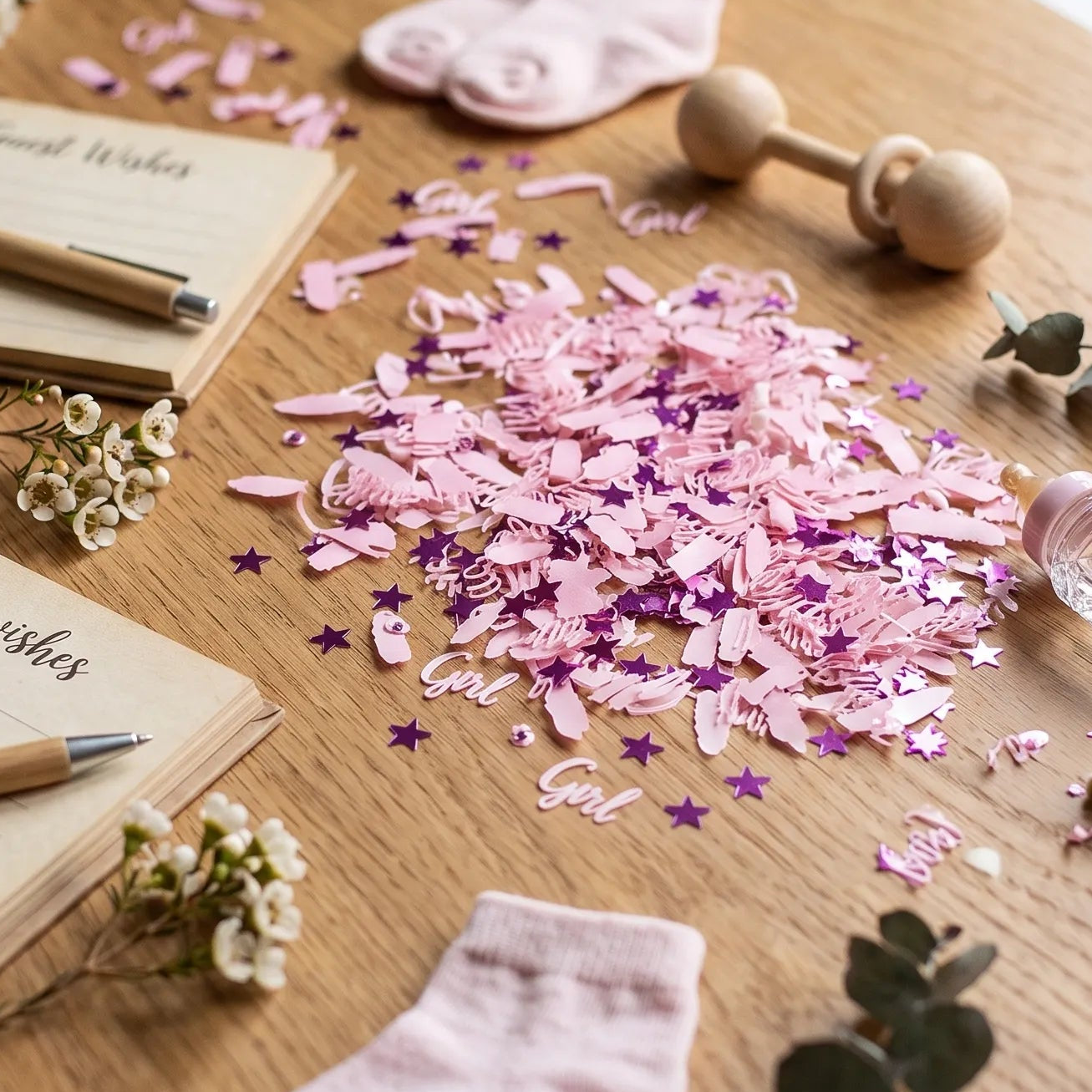 Confettis Baby Shower Rose  Festifs