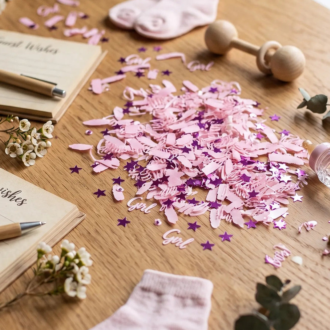 Confettis Baby Shower Rose  Festifs