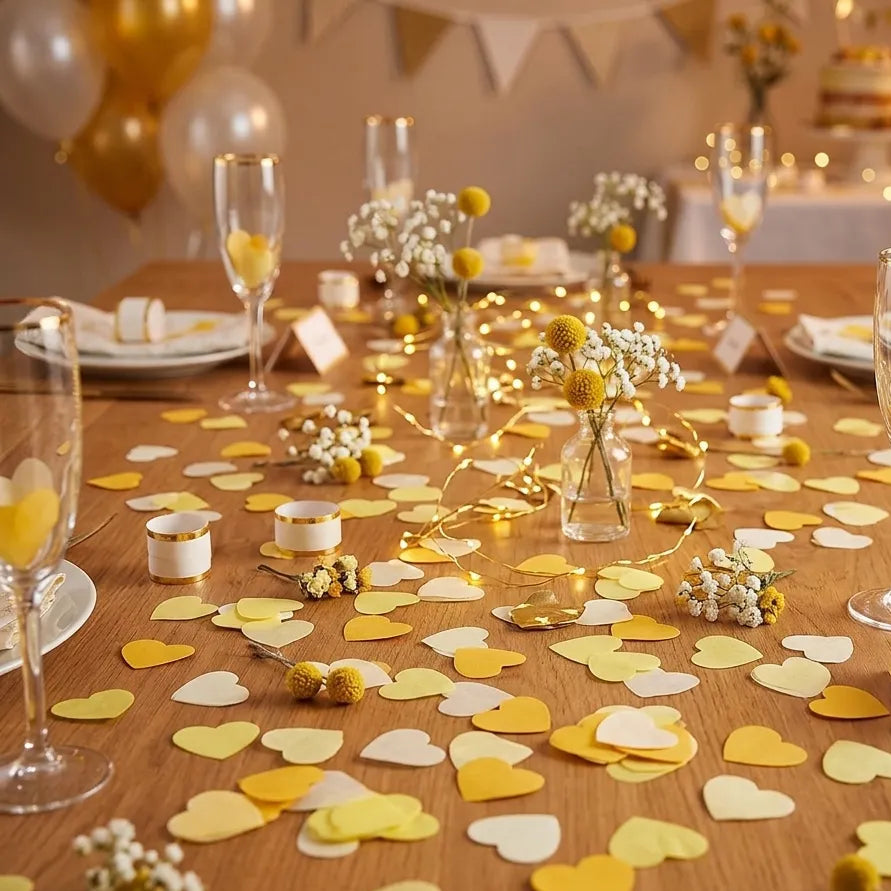 Confettis Cœurs Jaune léger