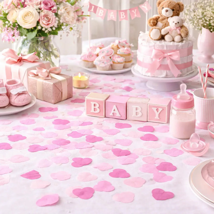 Confettis Cœurs Roses en Papier de Soie