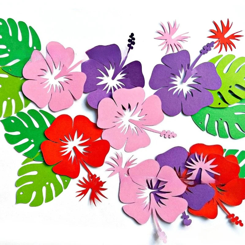 Confettis Fleurs Tropicales Violettes et Rouges Unique