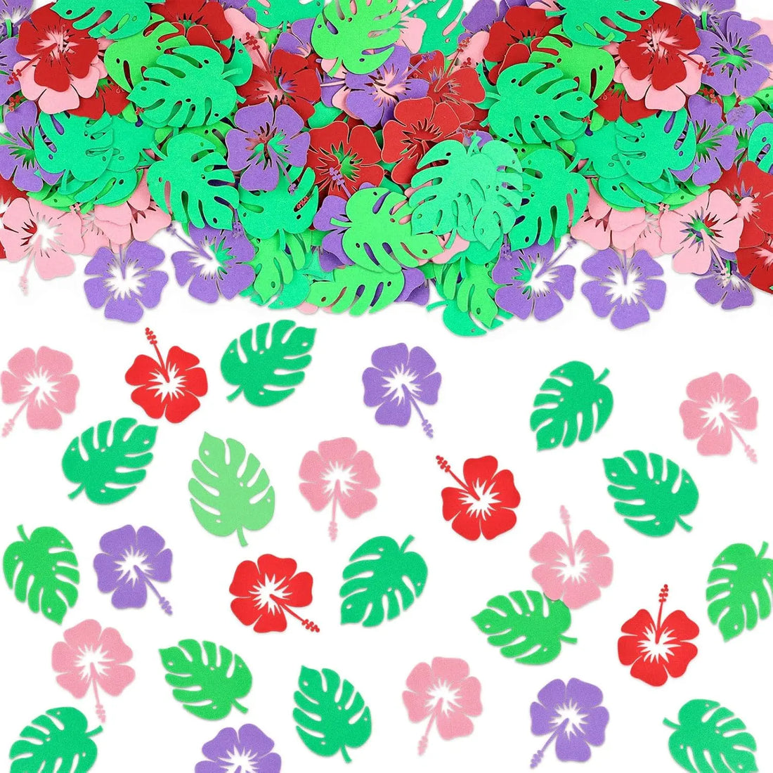 Confettis Fleurs Tropicales Violettes et Rouges Uniques