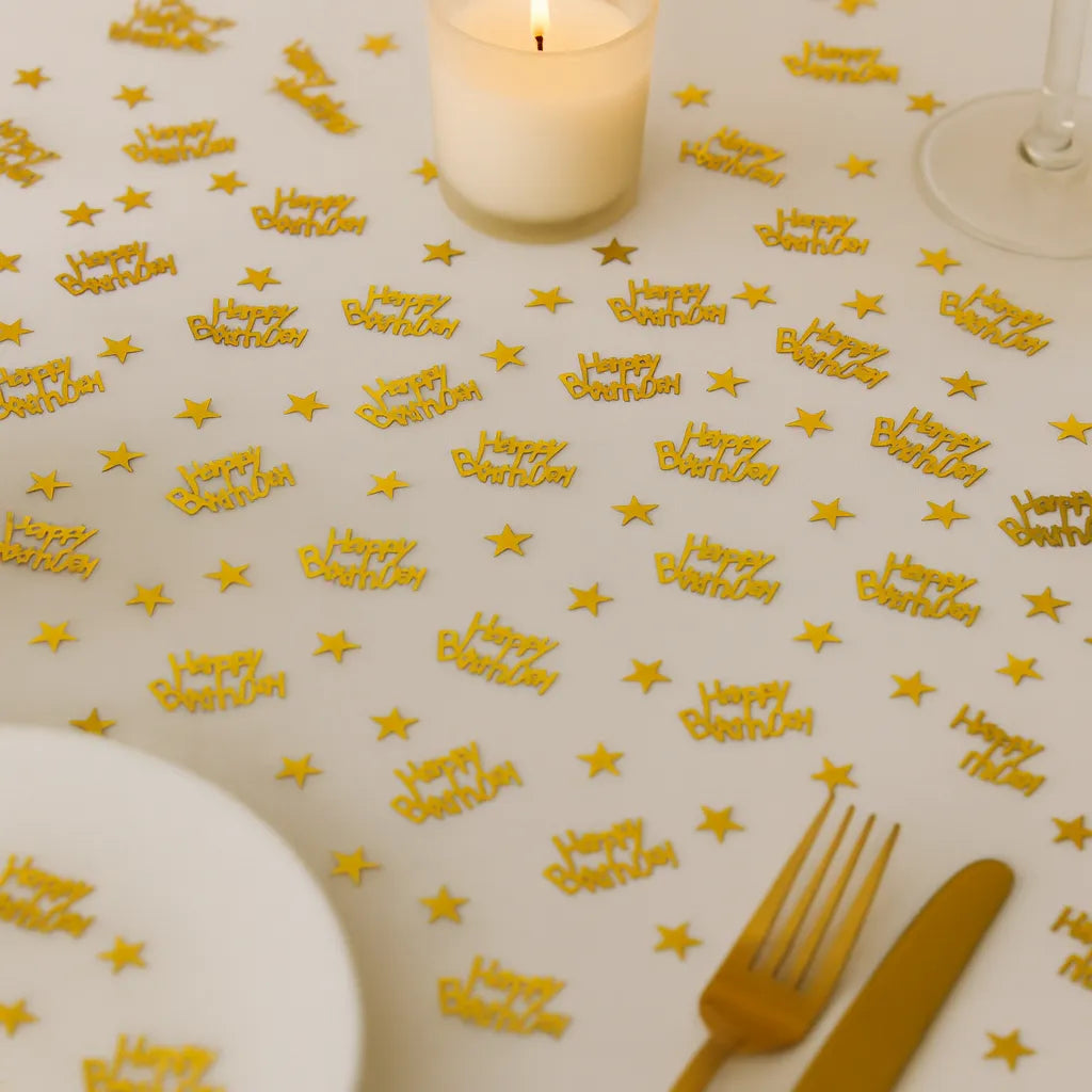 Confettis Happy Birthday Doré Etoiles