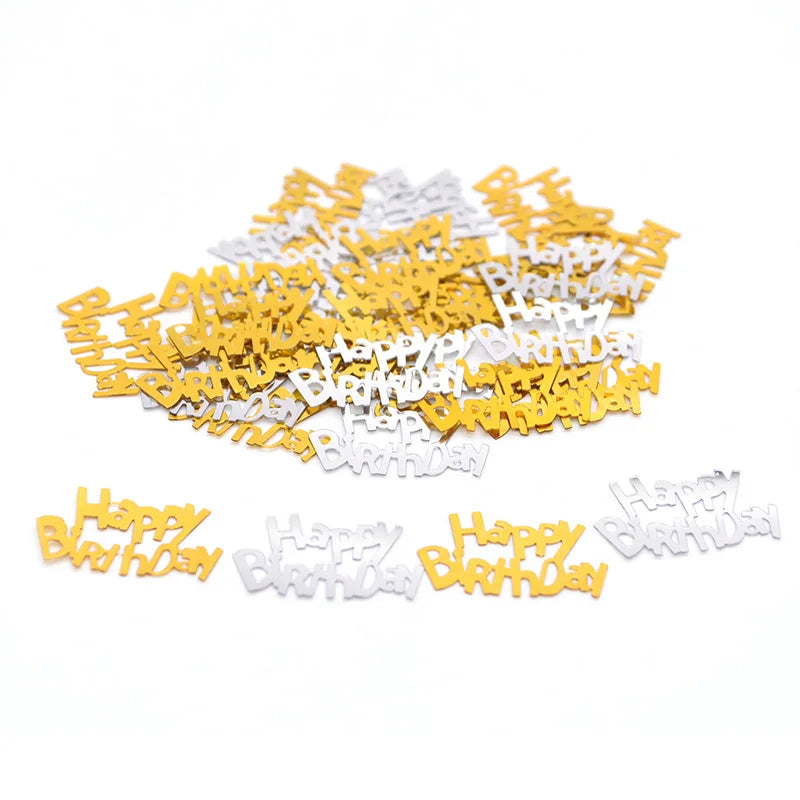 Confettis Happy Birthday Doré et Argenté