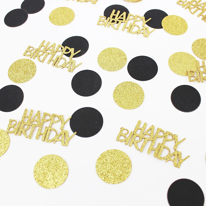 Confettis Happy Birthday Noir et Or Design