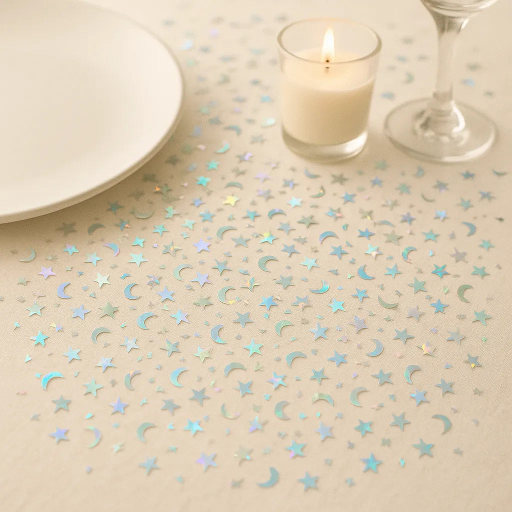 Confettis Lunes et Etoiles Argentés