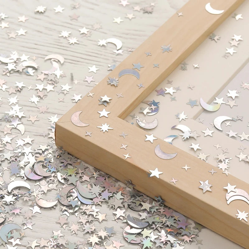 Confettis Lunes et Etoiles Argentés