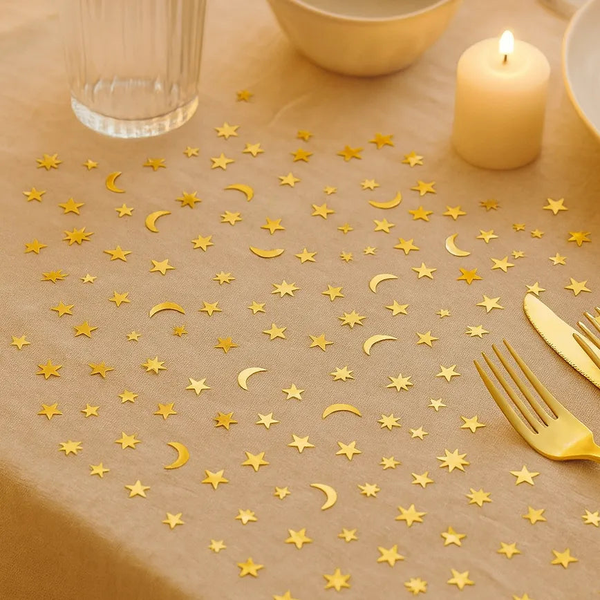Confettis Lunes et Etoiles Dorés