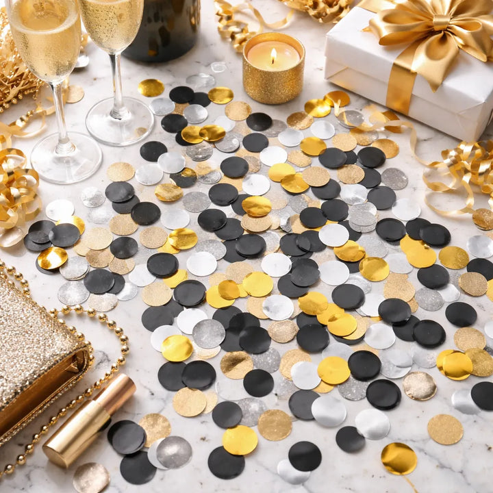 Confettis Noirs et Dorés