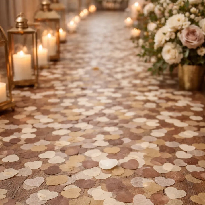 Confettis Papier Cœurs Marron