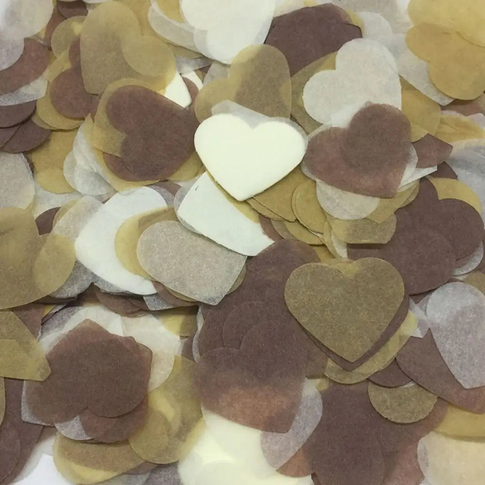Confettis Papier Cœurs Marron Chic