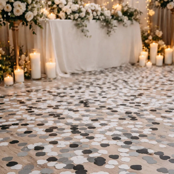 Confettis Papier Cœurs Noir et Blanc