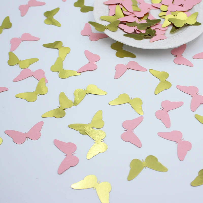 Confettis Papillons Doré et Rose