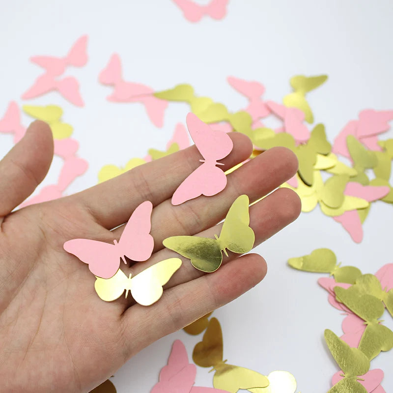 Confettis Papillons Doré et Rose Kawai