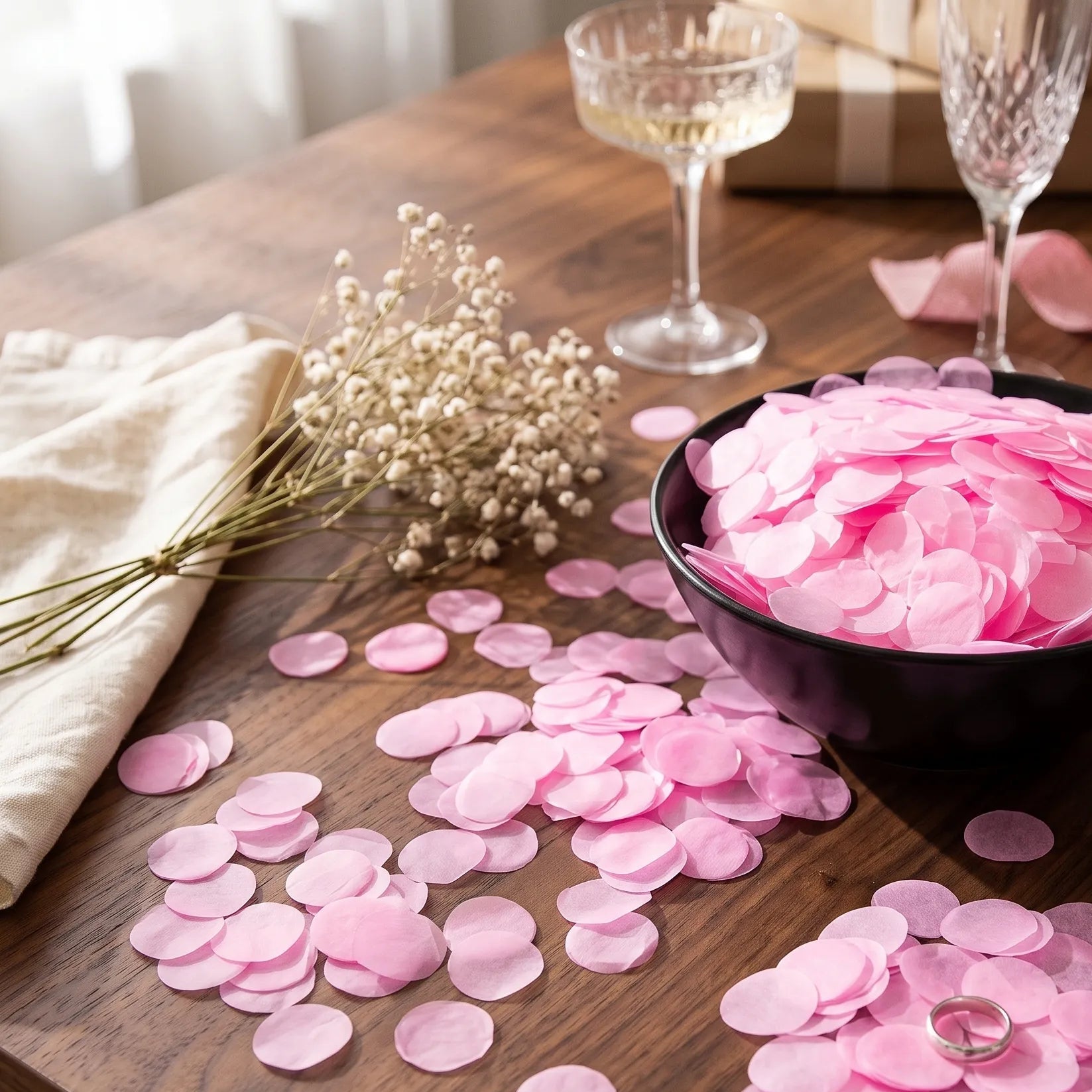 Confettis Roses Biodégradables Festifs