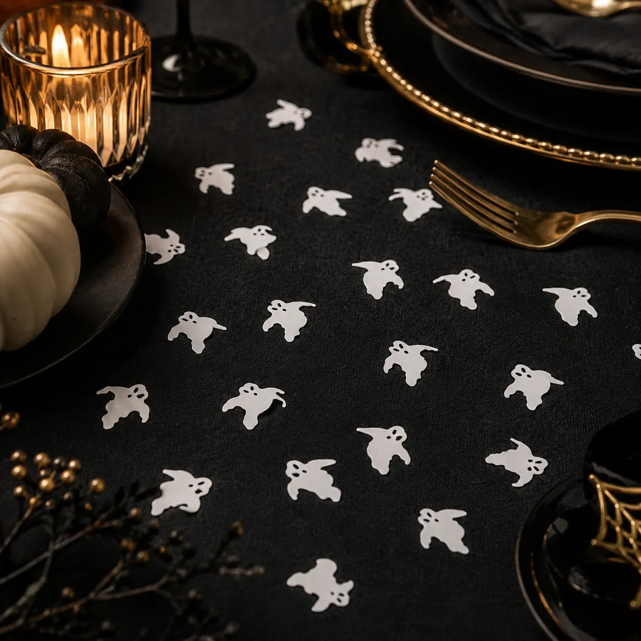 Confettis de Table Fantôme Blanc Elégant