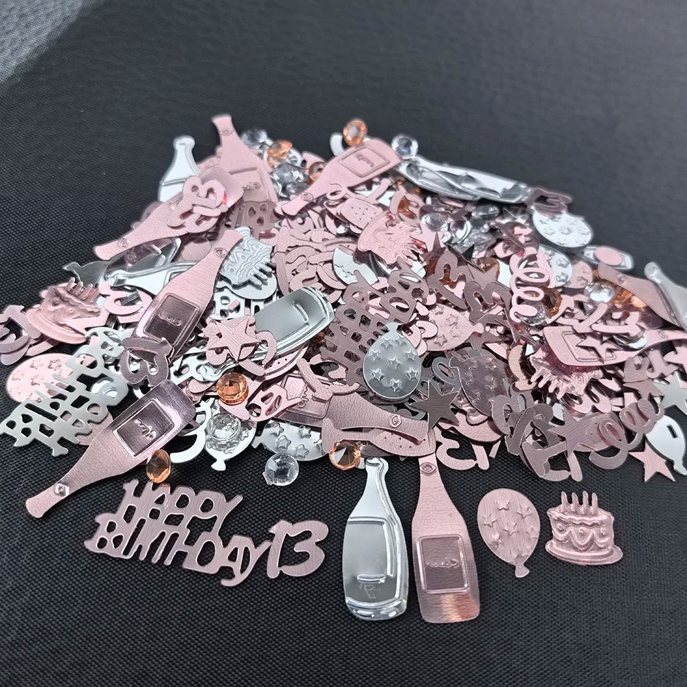 Confettis de Table Or Rose Anniversaire 13 Ans Design
