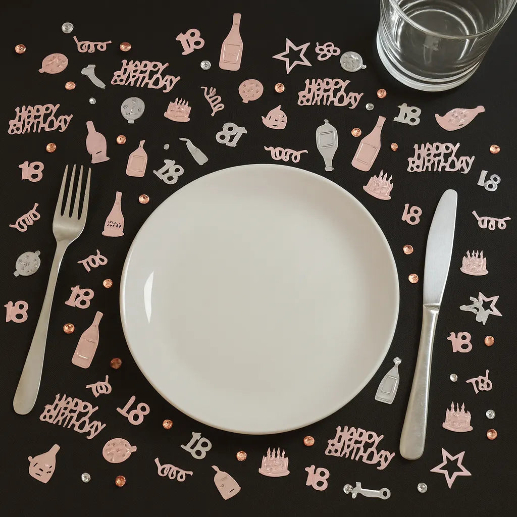 Confettis de Table Or Rose Anniversaire 18 Ans