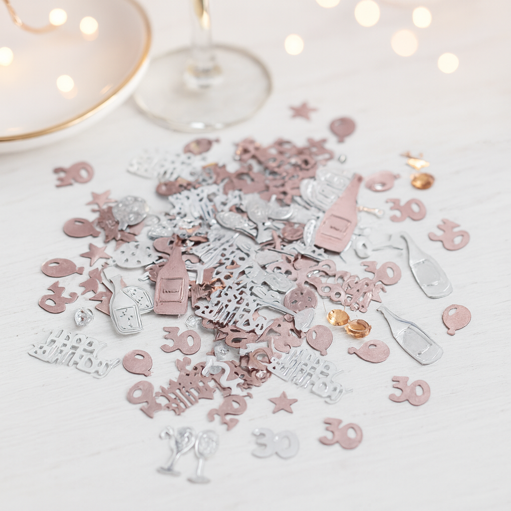 Confettis de Table Or Rose Anniversaire 30 Ans