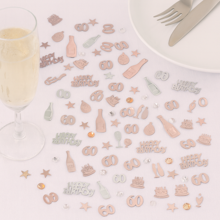 Confettis de Table Or Rose Anniversaire 60 Ans