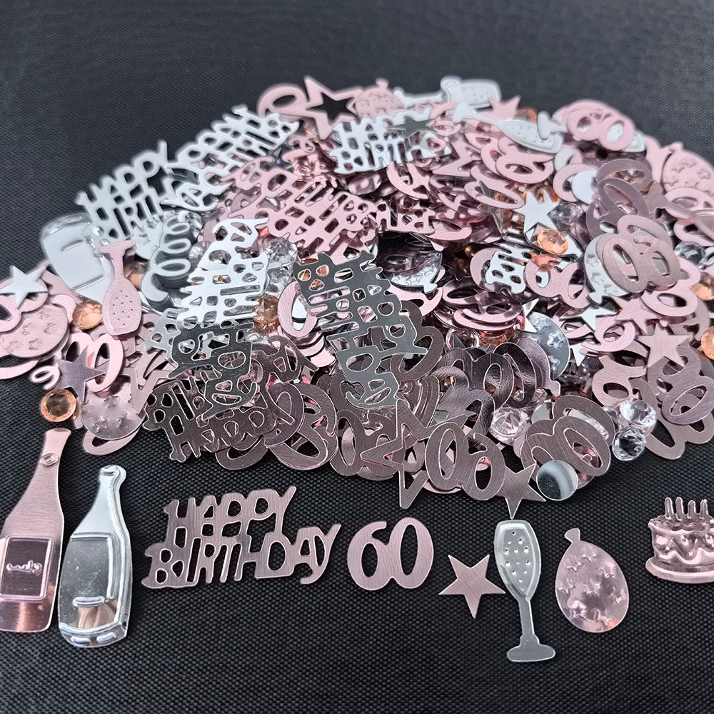 Confettis de Table Or Rose Anniversaire 60 Ans Design