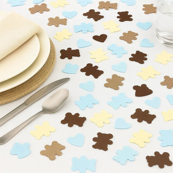 Confettis de Table Ourson Bleu et Brun