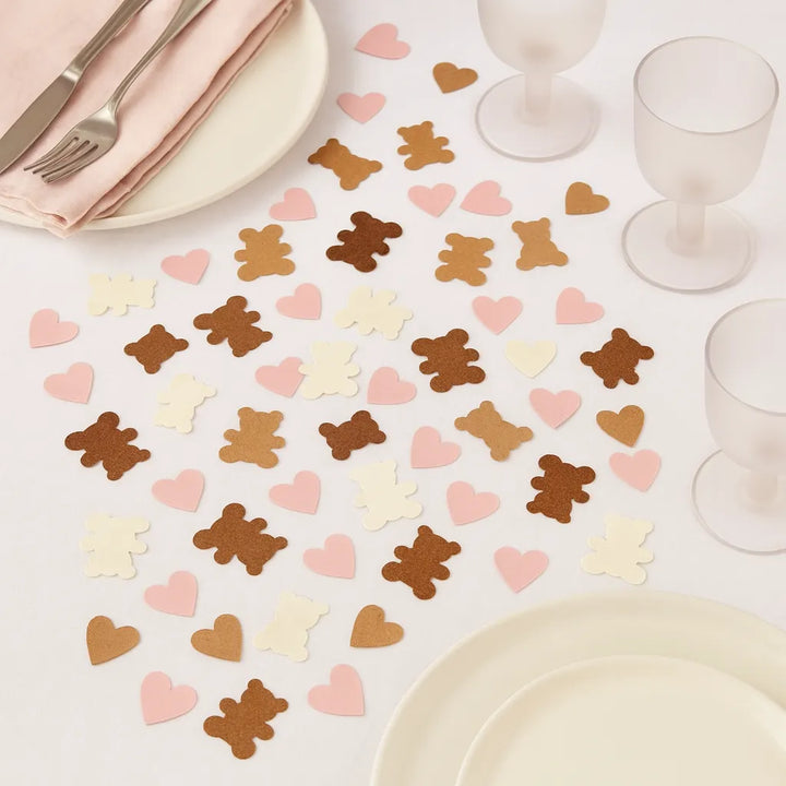Confettis de Table Ourson Rose et Brun