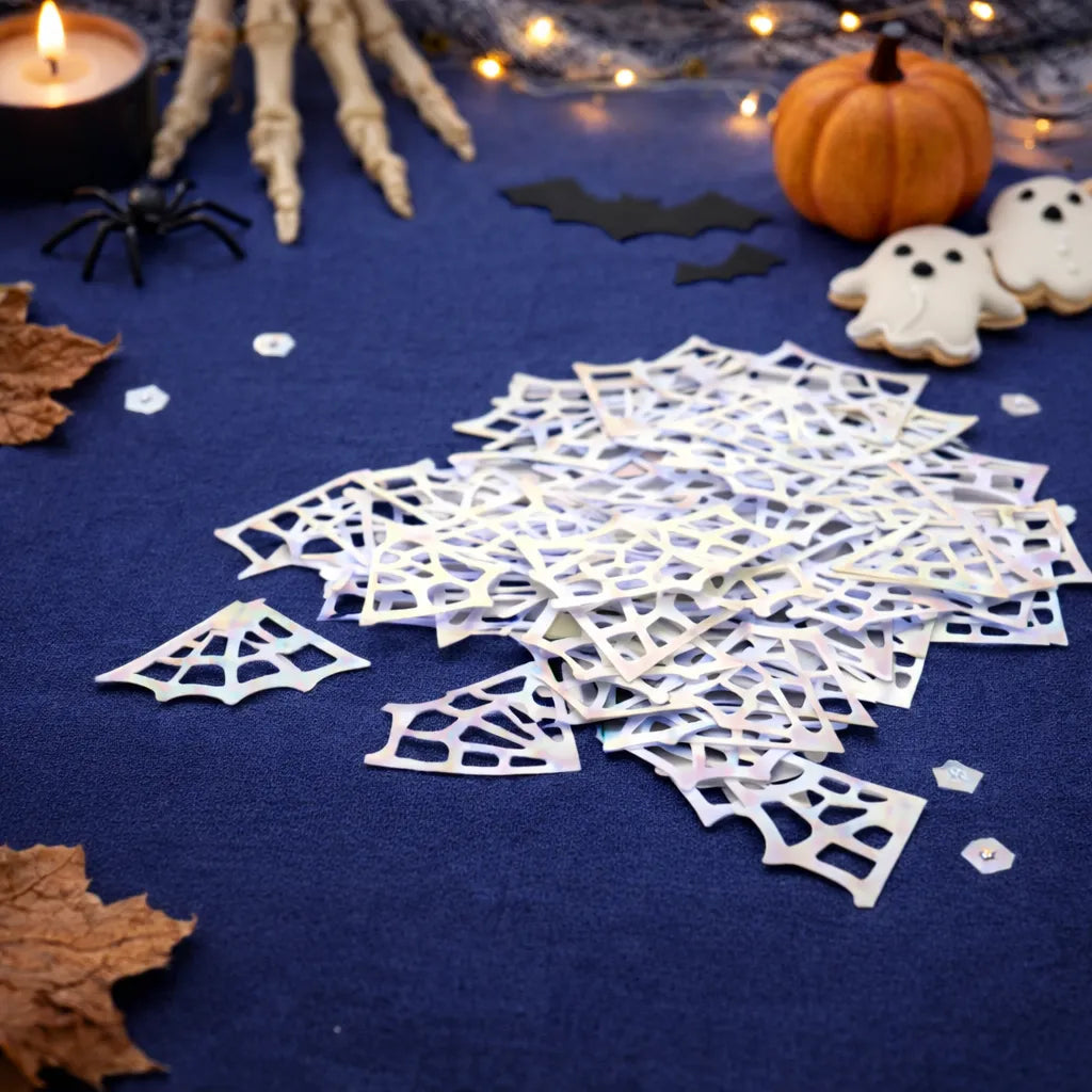 Confettis de Table Toiles d’Araignée Blanches
