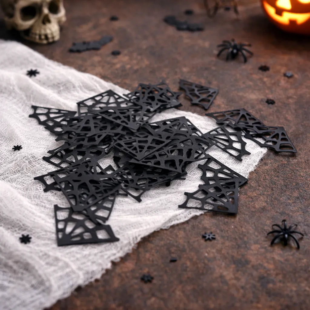 Confettis de Table Toiles d’Araignée Noires
