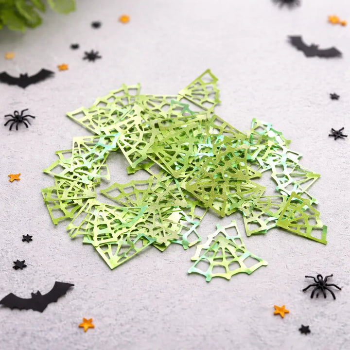 Confettis de Table Toiles d’Araignée Vertes
