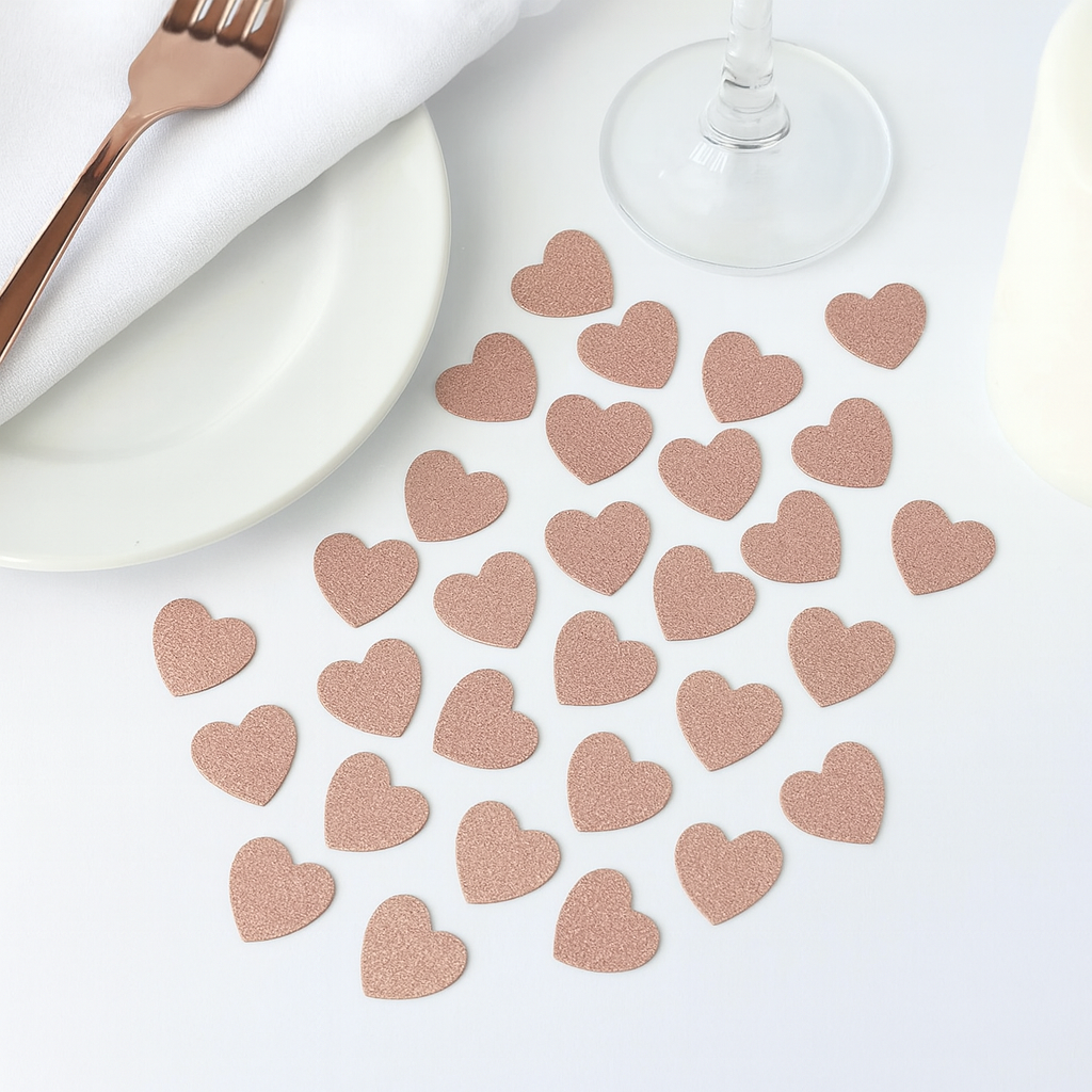 Confettis de Table en Papier Cœurs Rose Gold