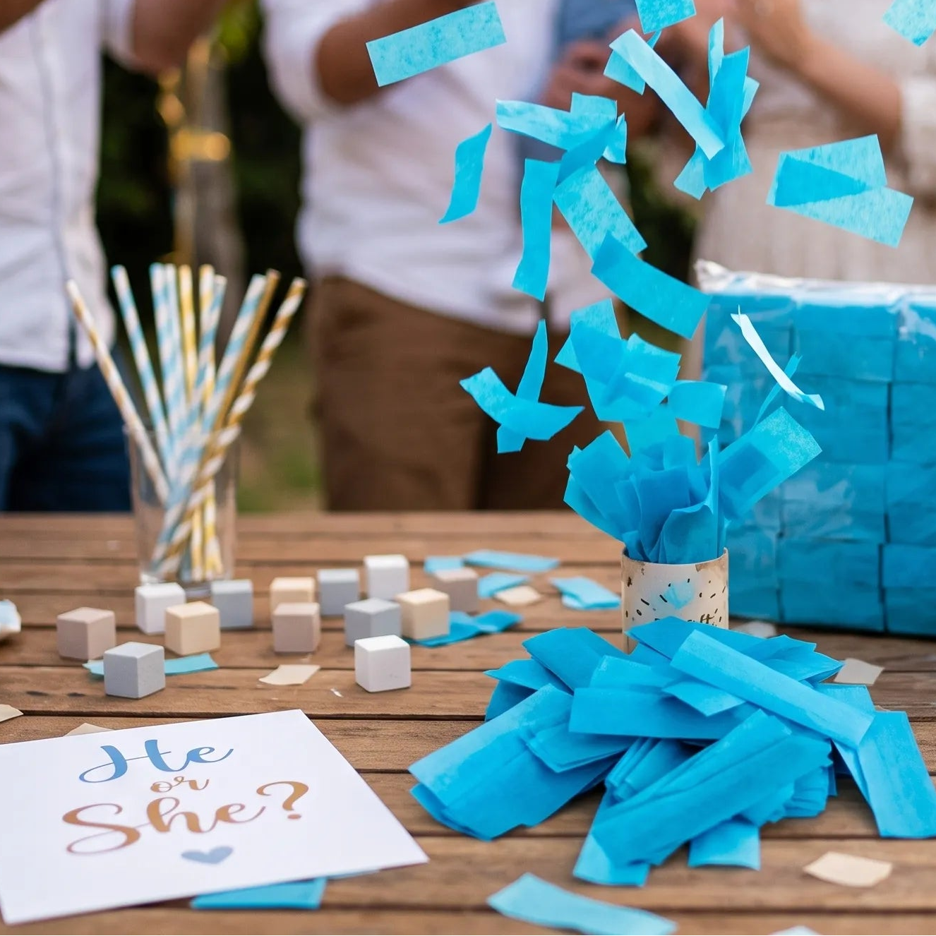 Confettis en Papier de Soie Bleu de Fête