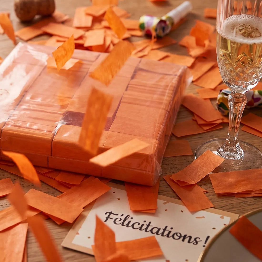 Confettis en Papier de Soie Orange Festif