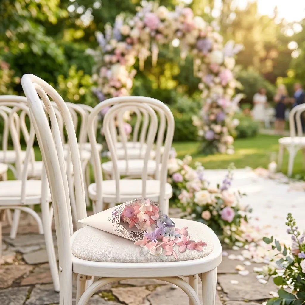 Cornet à Pétales Blanc Cœur romantique
