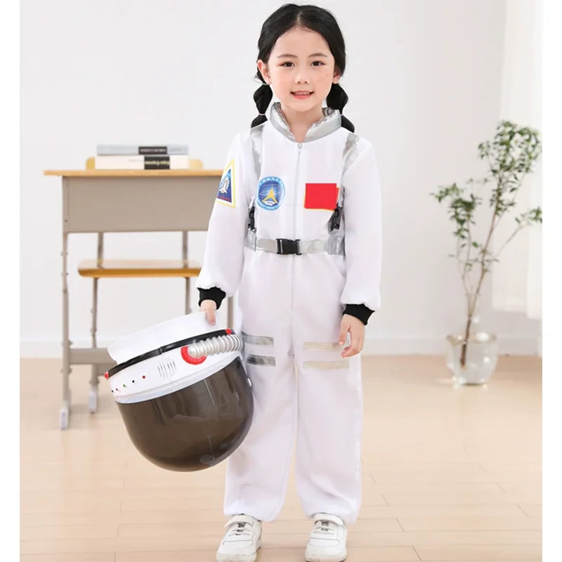 Costume Astronaute avec Casque Blanc et Argenté