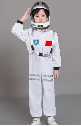 Costume Astronaute avec Casque Blanc et Argenté Unique