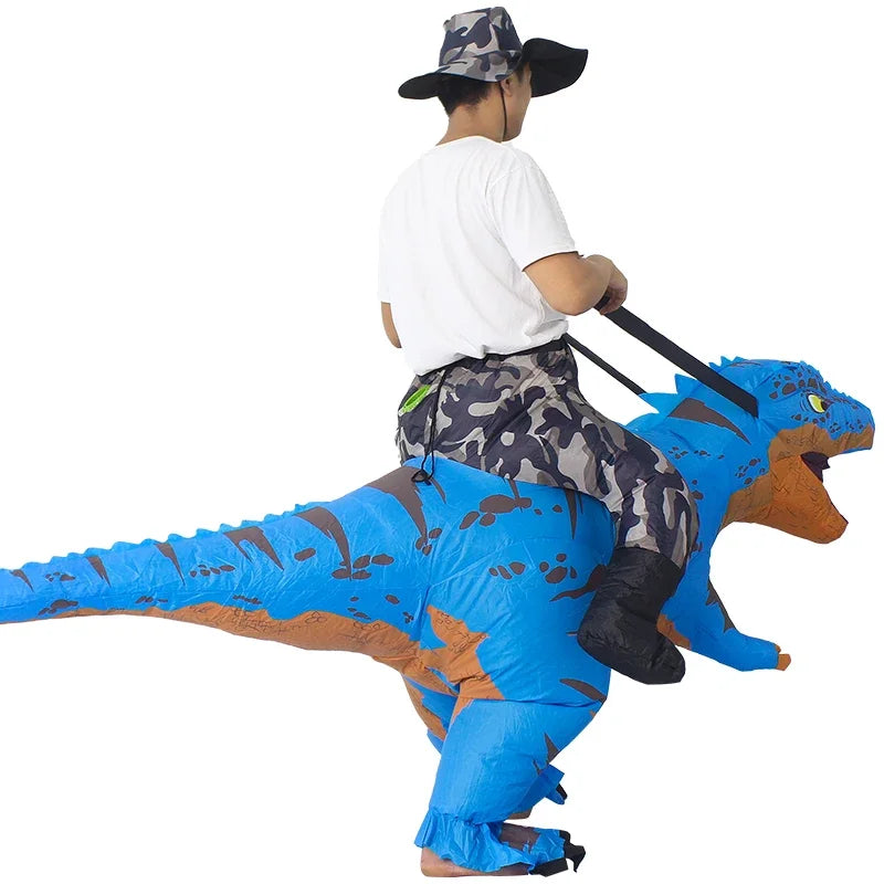 Costume Cavalier Dinosaure Bleu Dos