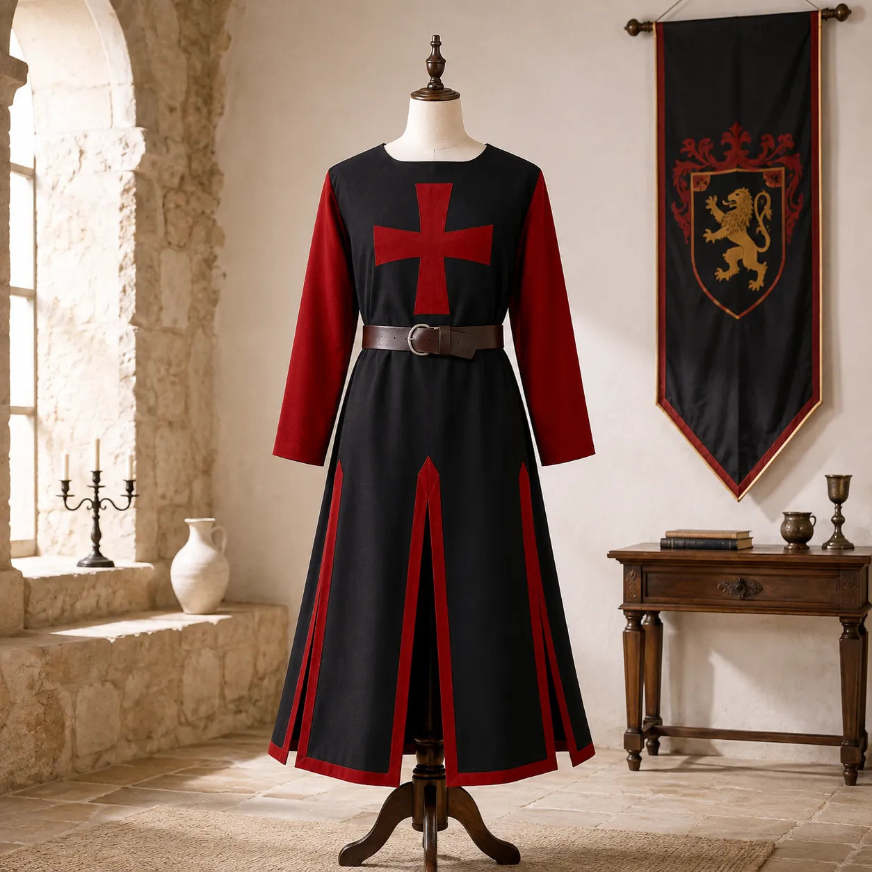 Costume Chevalier Templier Noir classe