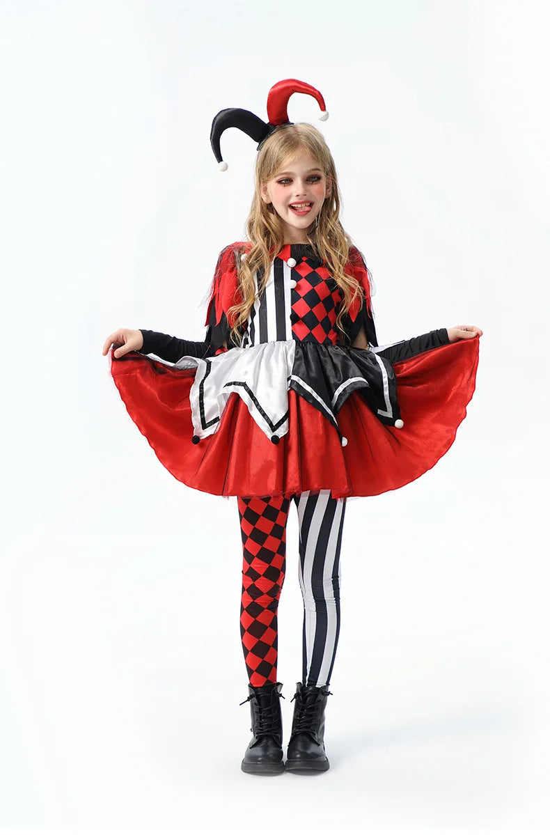 Costume Clown Arlequin Fille stylé