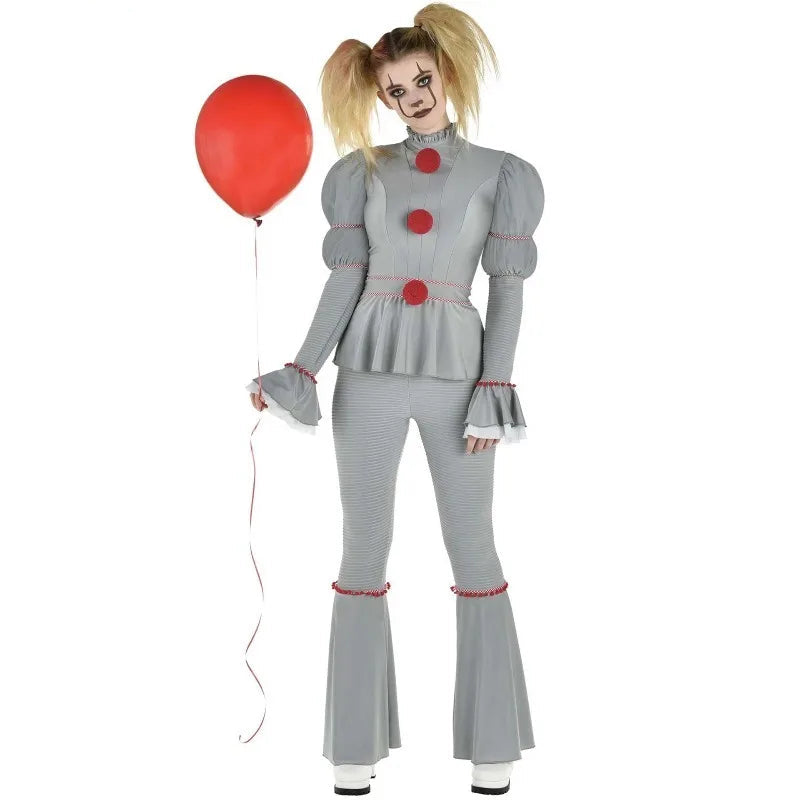 Costume Clown Gris Chic Effrayant