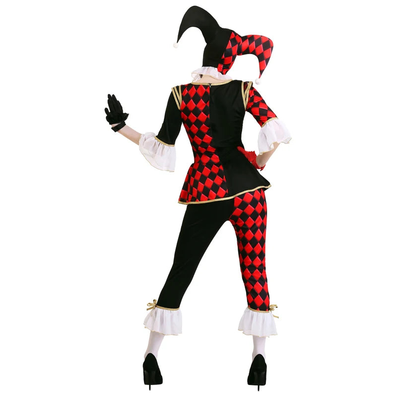 Costume Clown Noir et Rouge Arlequin stylé