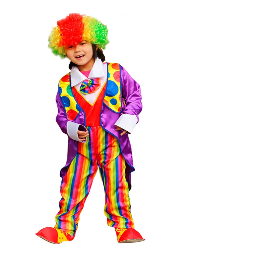 Costume Clown à Rayures Coloré Confortable 