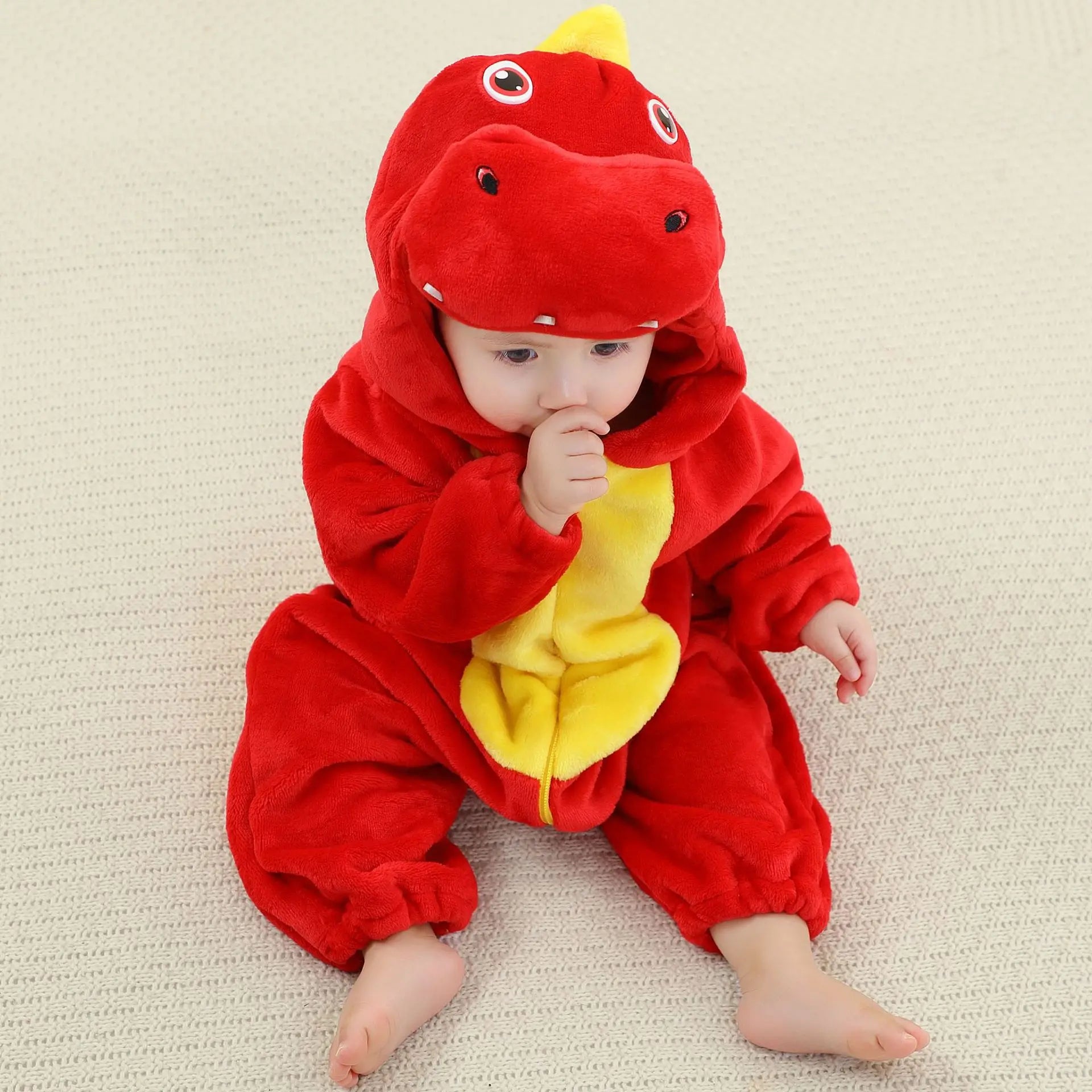 Costume Dino Bébé Rouge Mignon