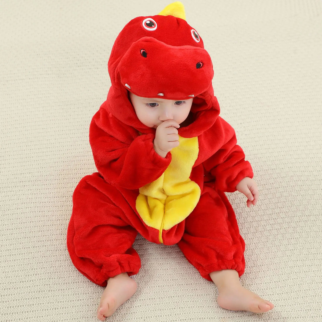 Costume Dino Bébé Rouge Mignon