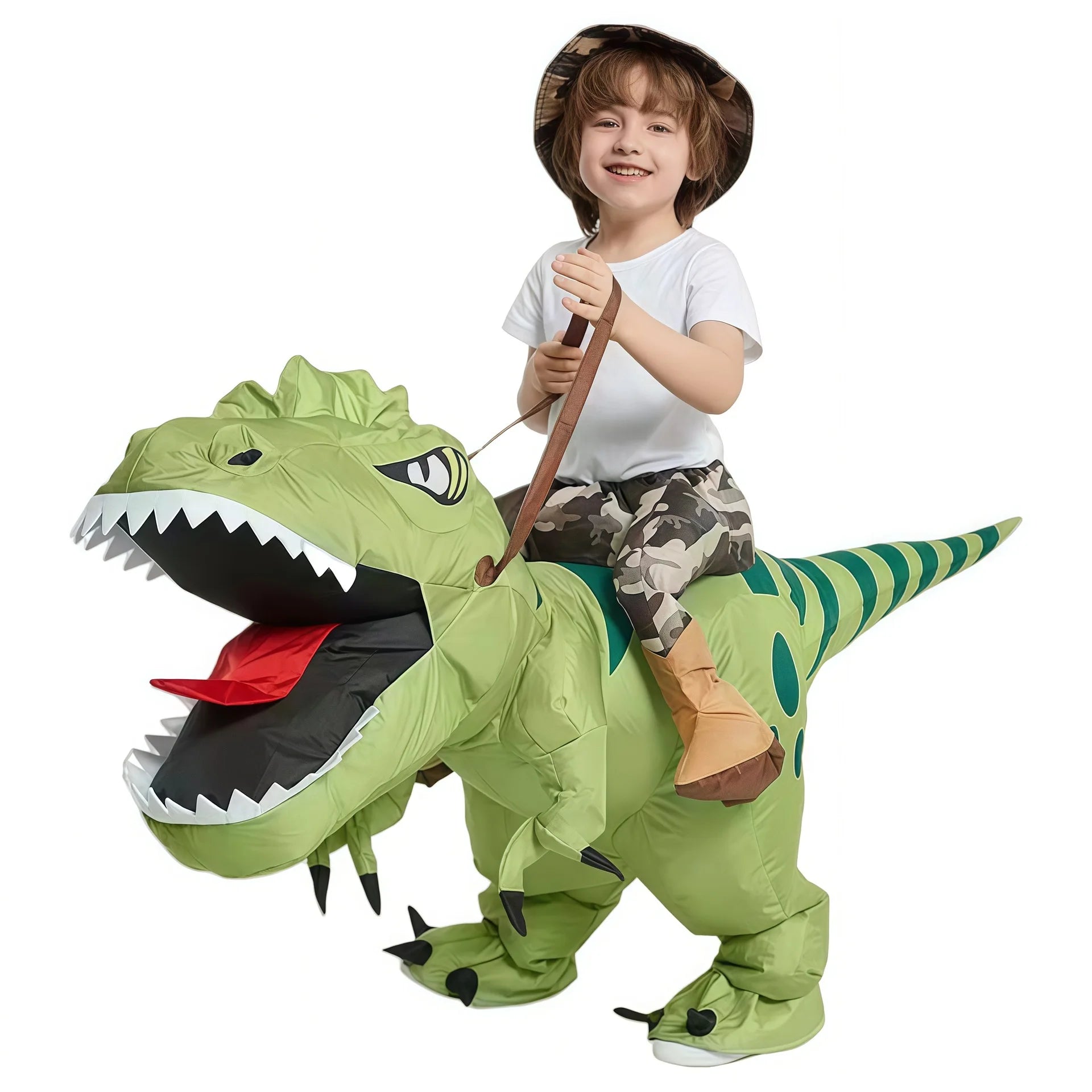 Costume Dinosaure Gonflable Enfant Vert Unique