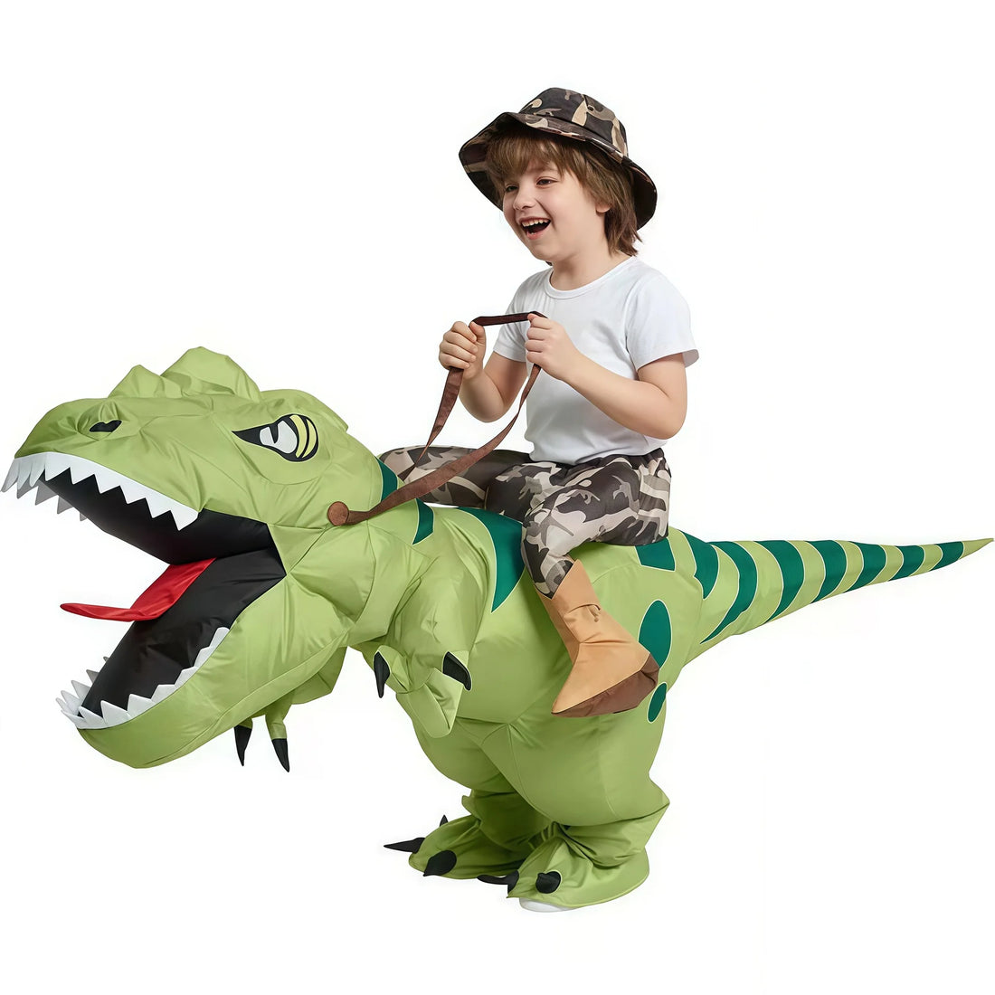 Costume Dinosaure Gonflable Enfant Vert stylé