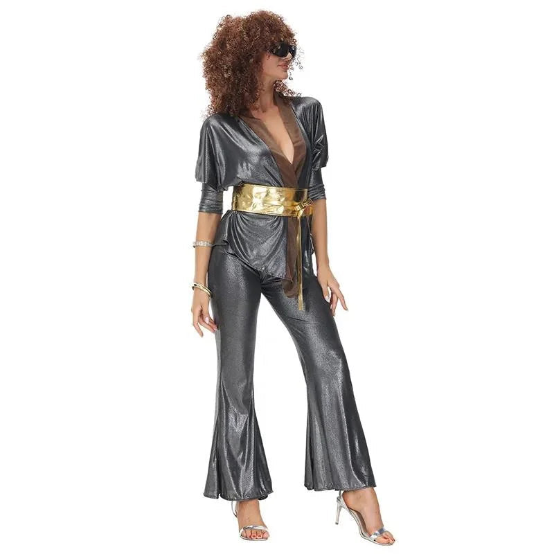 Costume Disco Vintage Gris Femme