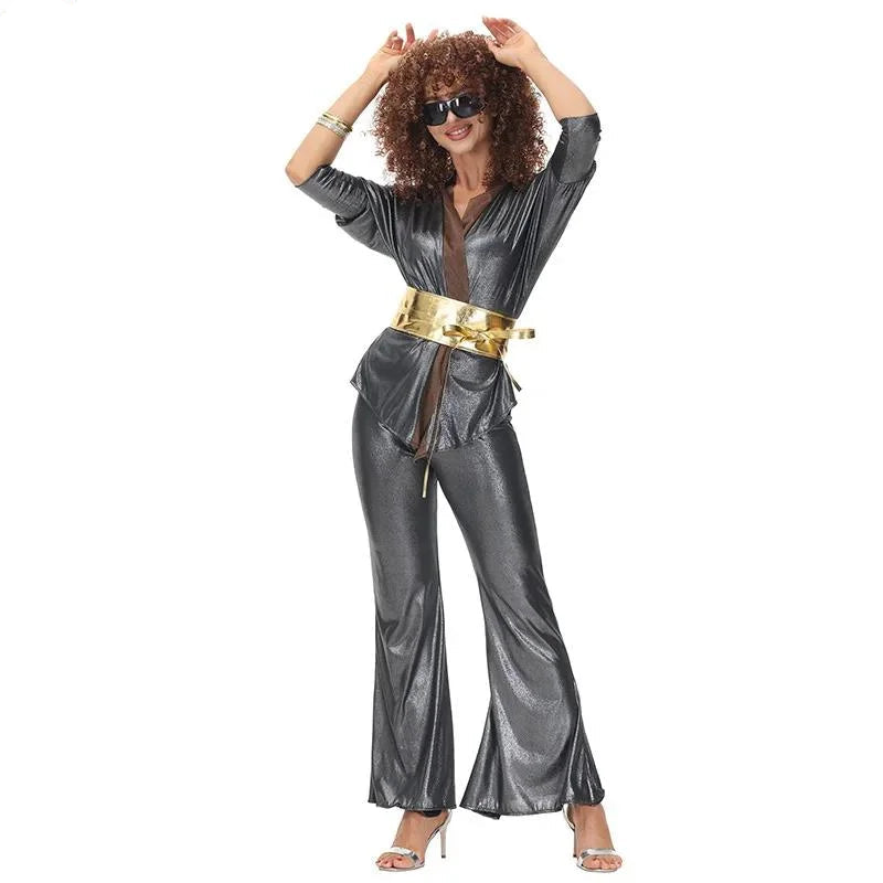 Costume Disco Vintage Gris Femme Chic