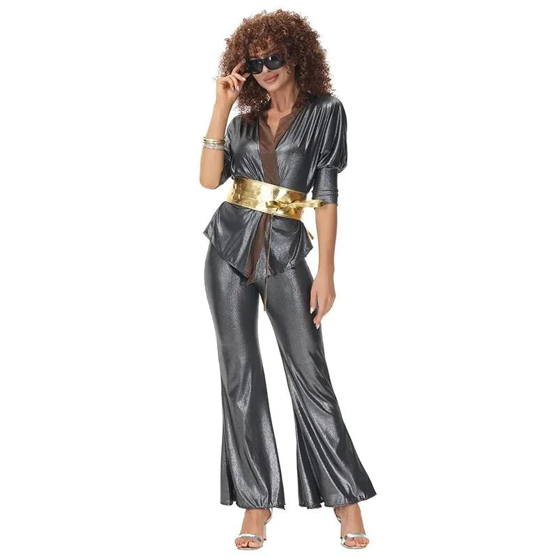Costume Disco Vintage Gris Femme Elégante