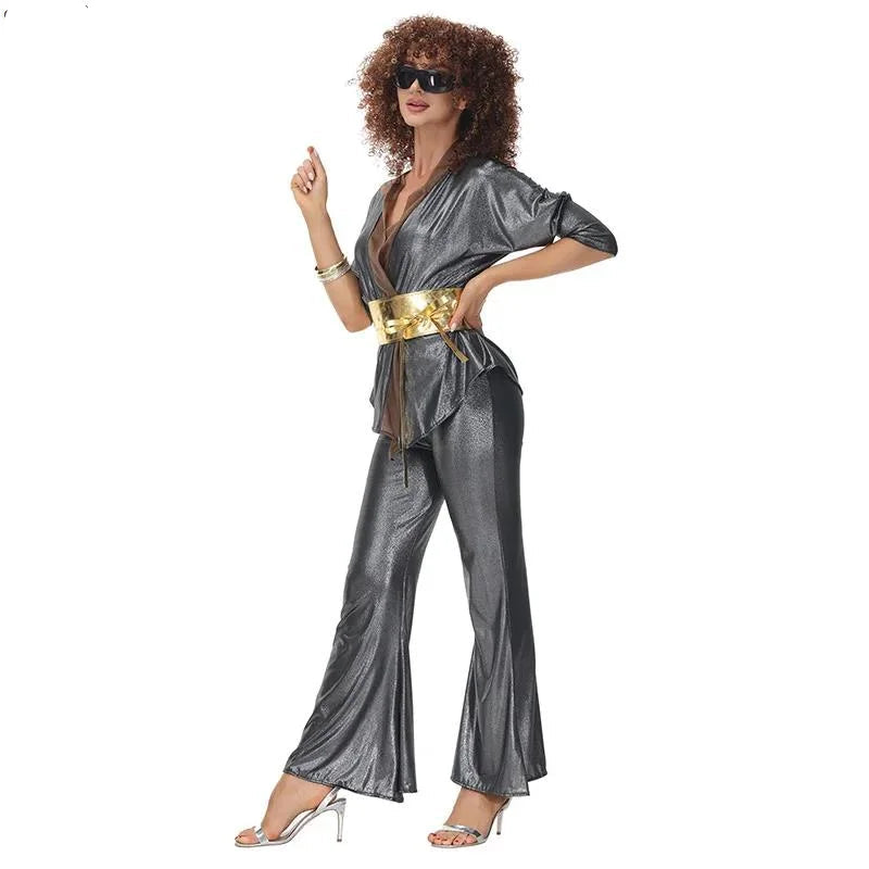 Costume Disco Vintage Gris Femme Rétro